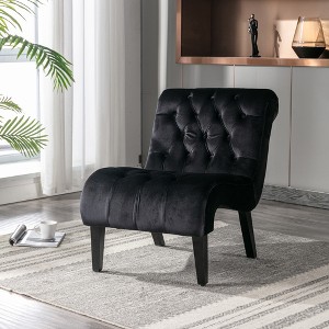 MOONMISS Comfy Velvet Armless Accent Chair, Upholstered with Durable Solid Wood Frame,Easy Assembly - 1 of 4