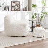 Faux Fur Bean Bag Chair with Footstool,Comfy Bean Bag Sofa for Adults and Kids Living Room Bedroom,Plush Bean Bag Chair for Home Decor-Koiai - 3 of 4