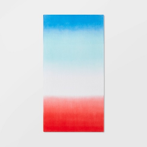 Gradient Beach Towel Red white blue Sun Squad Velour Cotton Ombre Design Lightweight All Ages Target