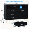 Dresser for Bedroom with Charging Station & LED Light, Modern 6 Drawer Double Dresser with Wide Wood Drawers - 2 of 4