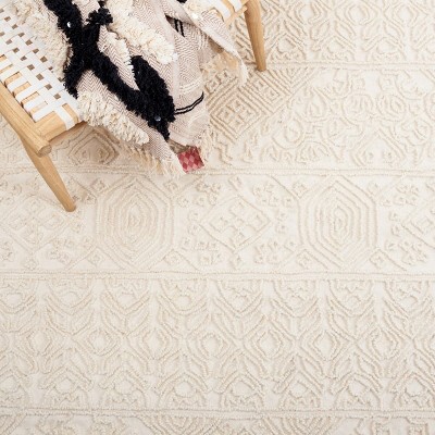 Ivory Hand-Tufted Wool Square Area Rug, 6'6" x 6'6"