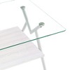 LIVAREEmlen Rectangle Coffee Table with Tempered Glass top and White Metal Legs, Modern Table for Living Room , Transparent Glass - 3 of 4