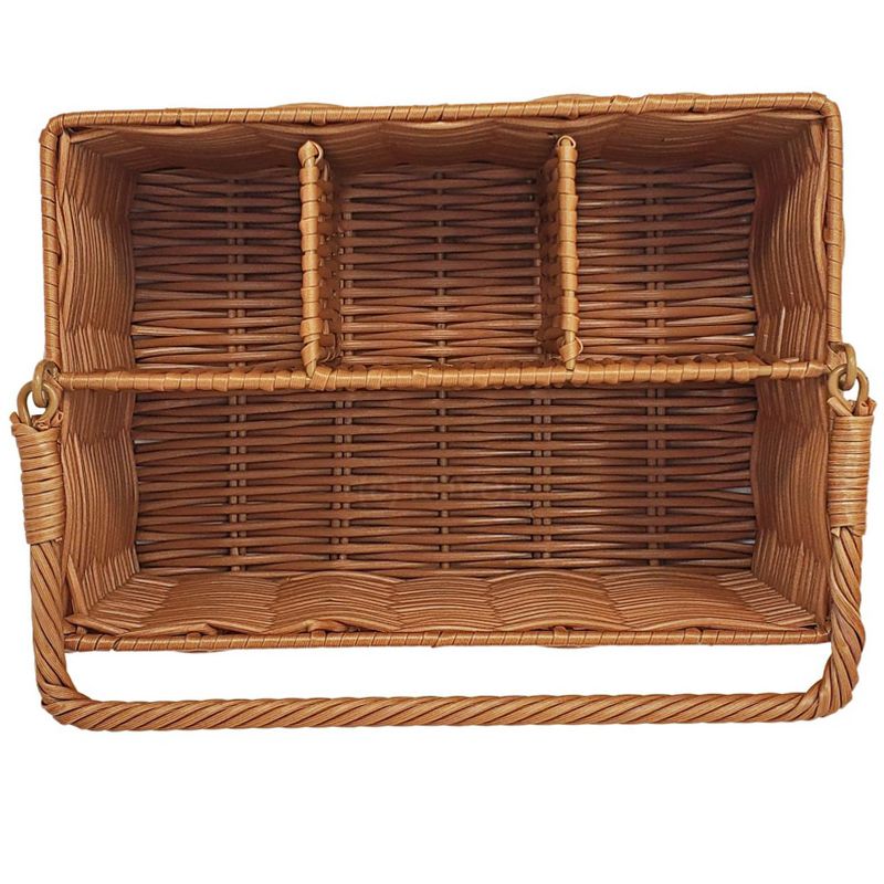 KOVOT Poly-Wicker Woven Cutlery Storage Organizer Caddy Tote Bin Basket for Kitchen Table, Measures 9.5" x 6.5" x 5" - Brown, 4 of 6