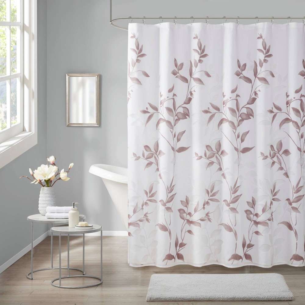 Photos - Shower Curtain Madison Park Rosalie Burnout Printed  Mauve: Madison Park, M