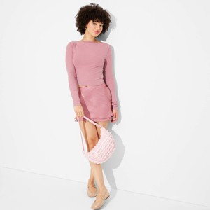 Women's Long Sleeve Ribbed Boat Neck Top - Wild Fable™ - 1 of 4