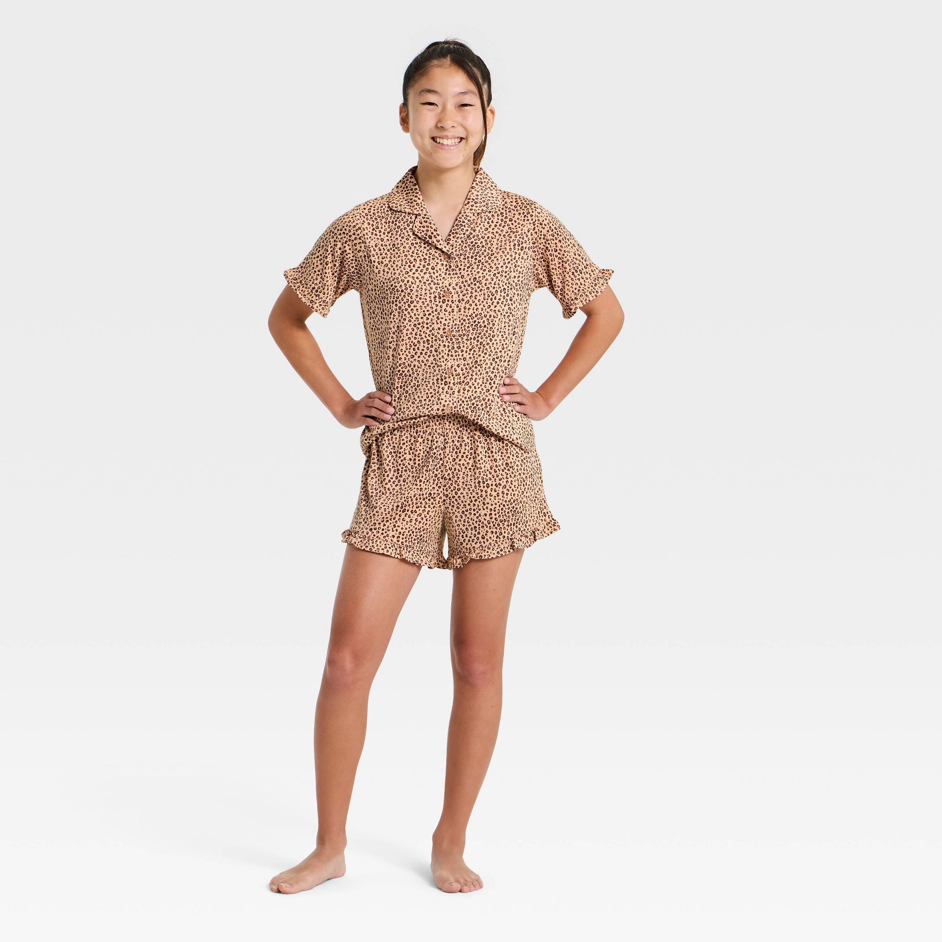 Girls' 2pc Button-Down Pajama Set - art class™