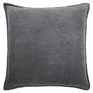 22"x22" Oversize Solid Velvet Pearl with Silver Beads Square Throw Pillow - Rizzy Home - 1 of 4