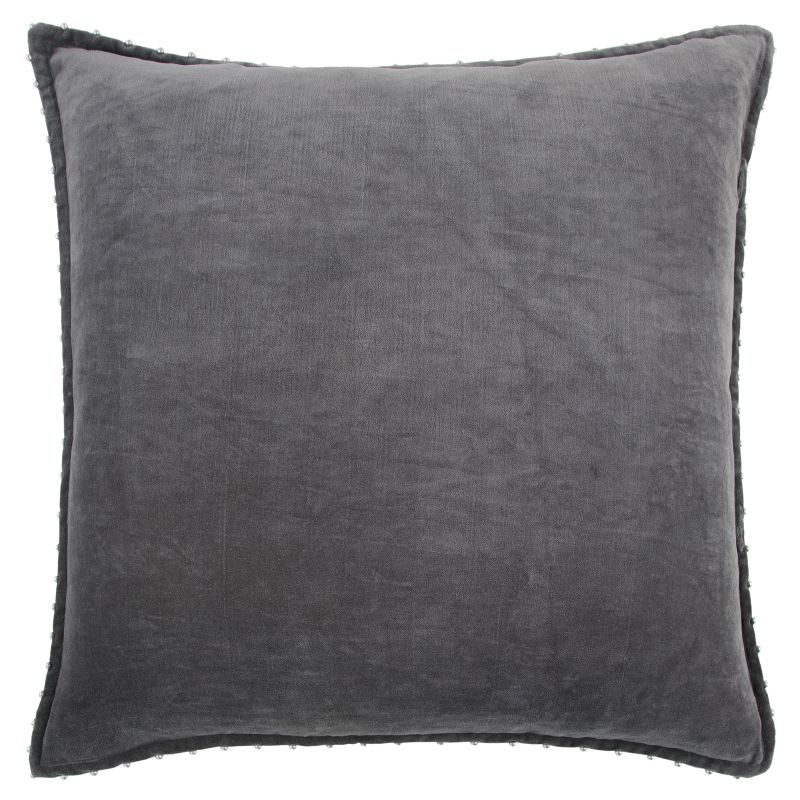 22"x22" Oversize Solid Velvet Pearl with Silver Beads Square Throw Pillow - Rizzy Home, 1 of 6