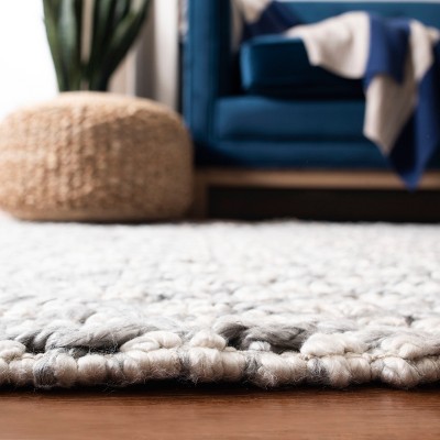 Ivory and Silver Hand-Tufted Wool Blend 6' Square Area Rug