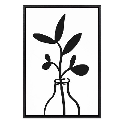 23" x 33" Sylvie Modern Botanical Vase Framed Canvas by the Creative Bunch Studio Black - Kate & Laurel All Things Decor