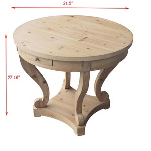 Okak Round Dining Table with Curved Legs Kitchen Table Farmhouse Style Small Coffee Table for Dining Room - 1 of 4