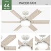 Hunter 44" Pacer Lighted Ceiling Fan Fresh White Finish with Light Oak Blades - Perfect for Small Rooms, Whisper-Quiet Performance - 2 of 2