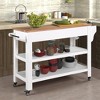57 Inch Rolling Kitchen Island with Storage, Large Kitchen Cart with Solid OAK Wood Top & 2 Drawers, Kitchen Island Cart On Wheels Wine & Spice Rack - 2 of 4