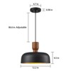 LLHZSY Black Pendant Light 12 1/5" Wide Mid Century Modern Hammered Arc Shade for Dining Room Kitchen Entryway Bedroom - 3 of 4