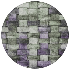 Sage And Purple Striped Washable Indoor Outdoor Area Rug - 1 of 4