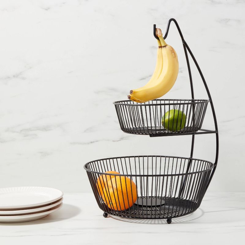 Iron Wire 2-Tier Fruit Basket wire Banana Hanger Black - Threshold&#8482;, 3 of 5