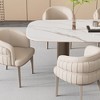 POVISON Modern Luxury Upholstered Dining Chairs Set of 2, Leather Barrel Chairs, Beige - 2 of 4
