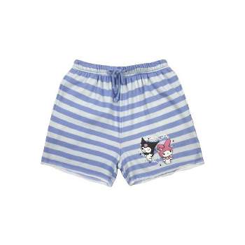 Kuromi & My Melody Characters In Heart Frame Blue And White StripedUnisex Adult Shorts