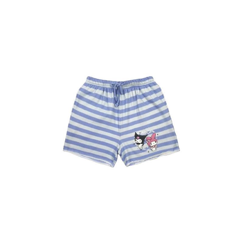 Kuromi & My Melody Characters In Heart Frame Blue And White StripedUnisex Adult Shorts, 1 of 4