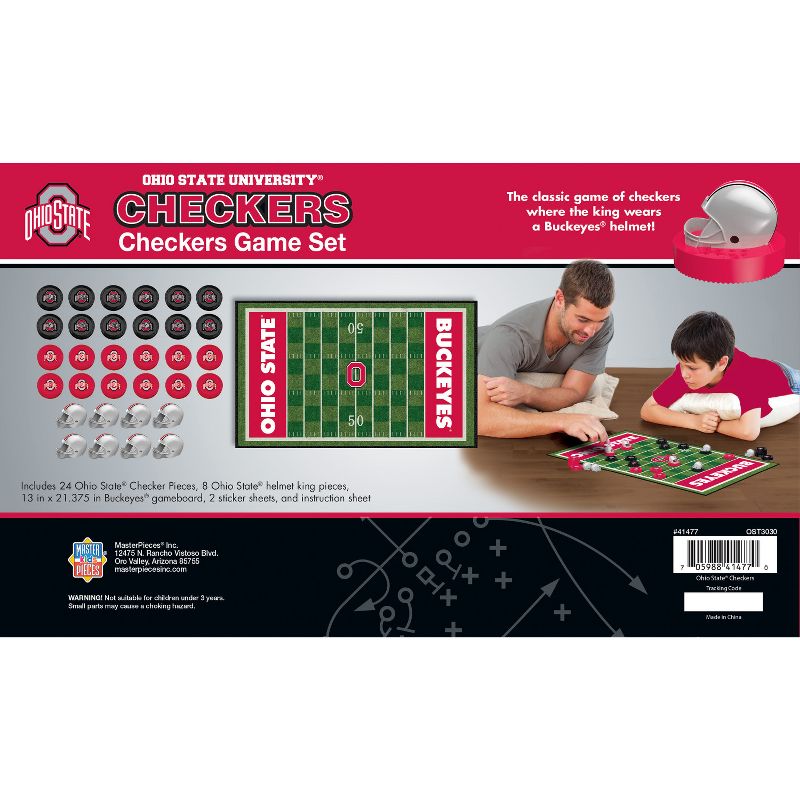 MasterPieces Officially licensed NCAA Ohio State Buckeyes Checkers Board Game for Families and Kids ages 6 and Up, 3 of 5