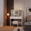 Vanity Table and Chair Set with 2 Drawers and Charging Station, Vanity Desk with Mirror and Lights - 2 of 4