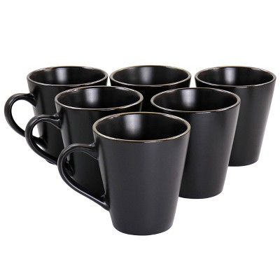 12 PC Matte Black & Gold Coffee Set – R & B Import