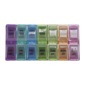 Unique Bargains 14 Grid Double Row Pill Case 1 Pc - 1 of 4