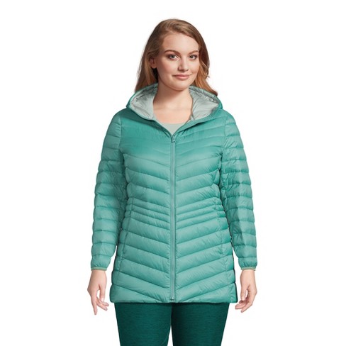 Specialitet Forudsætning hældning Lands' End Women's Plus Size Ultralight Packable Long Down Jacket - 2x -  Teal Shadow : Target