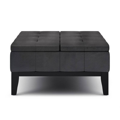 Black Ottoman Coffee Table 59, Faux Leather Ottoman Coffee Table With Storage