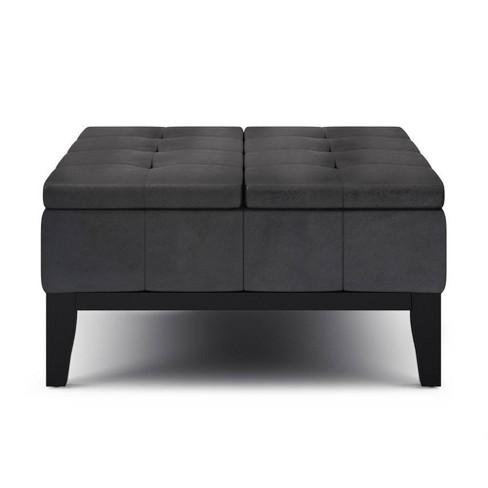 Lancaster Square Coffee Table Storage Ottoman Distressed Black Wyndenhall Target