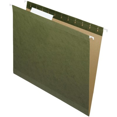 Pendaflex Reinforced Hanging Folders, 1/3 Cut Extra Capacity Hanging File Folder, Letter, Green, pk of 25