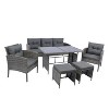 Isabel 6-Piece All-Weather PE Wicker Patio Dining Set, Outdoor Furniture with Big Size Table - Maison Boucle - 3 of 4