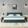 GDFStudio Abbott Queen Size Tufted Chenille Upholstered Bed with Drawer and Headboard - 2 of 4