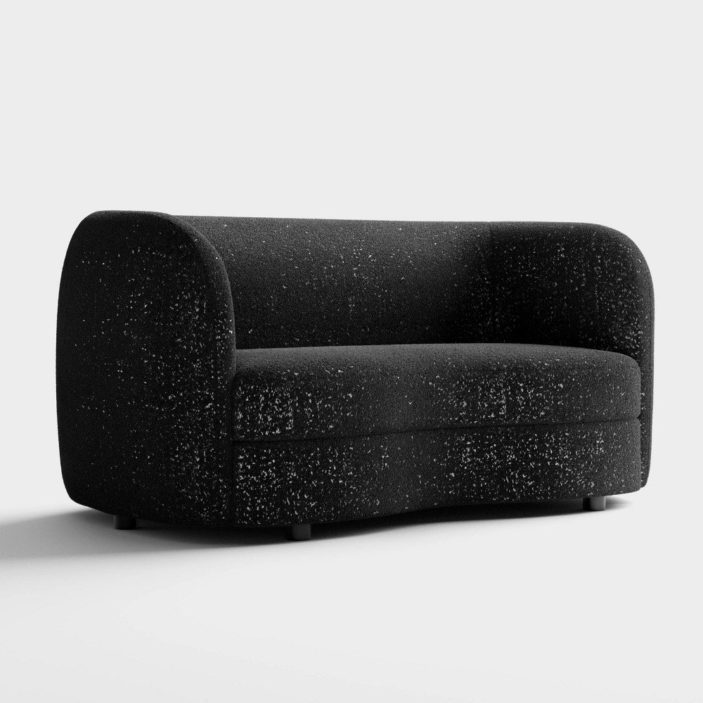 Photos - Sofa HOMES: Inside + Out 63.75" Pinehush Boho Curved Boucle Fabric Loveseat with Pocket Coil Cushions Black: Modern Kidney-Style,