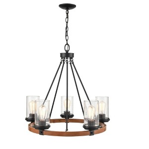 Millennium Lighting Taos 5 - Light Chandelier in  Matte Black/Wood Grain - 1 of 1