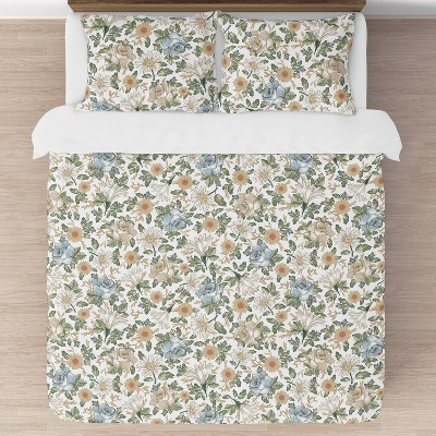 Sweet Jojo Designs Full/Queen Comforter Bedding Set Vintage Floral Blue Yellow and Gold 3pc — фото 3