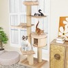 Tangkula 75" Modern Cat Tree Multi-Level Large Cat Tower w/ Hammocks Beige - 3 of 4