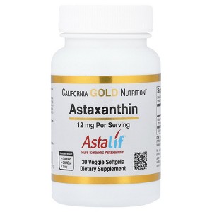 Astaxanthin by California Gold Nutrition - Featuring AstaLif® Pure Icelandic Astaxanthin - Gluten Free, Non-GMO - 12 mg - 30 Veggie Softgels - 1 of 4