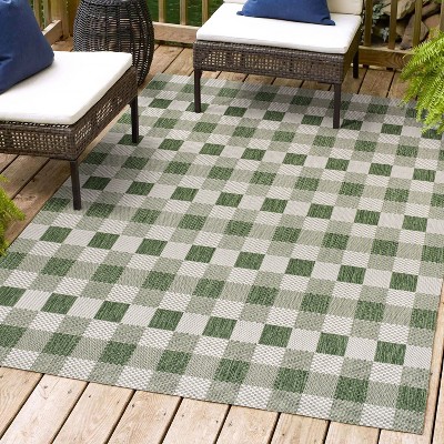 Darcy Traditional Geometric Bold Gingham Indoor/Outdoor Area Rug - JONATHAN Y