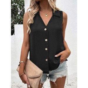 Coolmee Womens Dressy Tank Tops Summer Sleeveless Work Blouses  V Neck Shirts Business Casual Outfits - 1 of 3