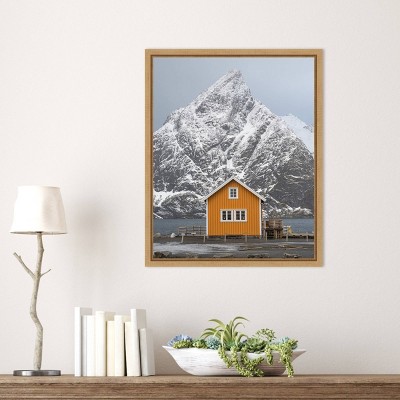 Yellow House Scenic Landscape Framed Canvas Wall Art