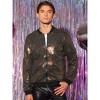 Lars Amadeus Men's Zip Up Long Sleeves Disco Sparkle Sequin Bomber Jacket - image 2 of 4