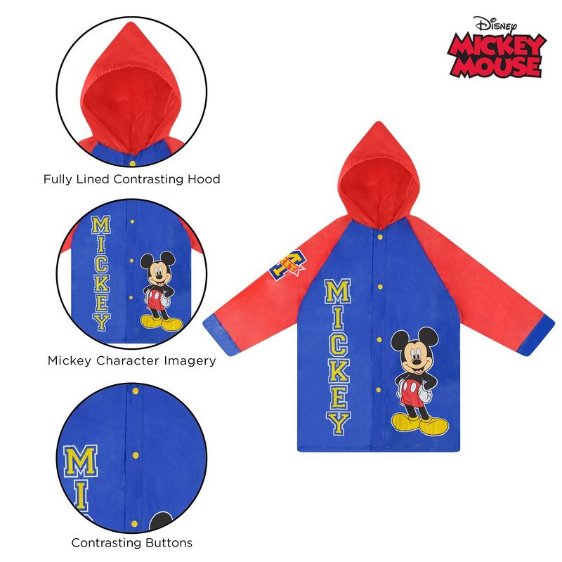 Mickey Mouse Boys Umbrella and Raincoat Set, Kids Ages 2-5, 5 of 8