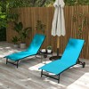 Resenkos Lounge Chair Outdoor, Patio Lounge Chair,Piece Lounge Chair with Wheels, Tanning Chair with 5 Adjustable Positions, Cream White - 3 of 4