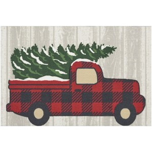 Nourison Christmas Plaid Vintage Truck With Tree Holiday Accent Rug Grey 2' x 3' - 1 of 1