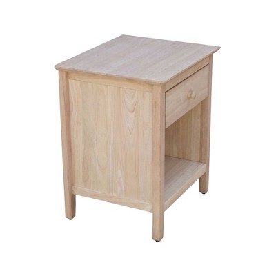 Light Wood 1-Drawer Nightstand with Tapered Legs