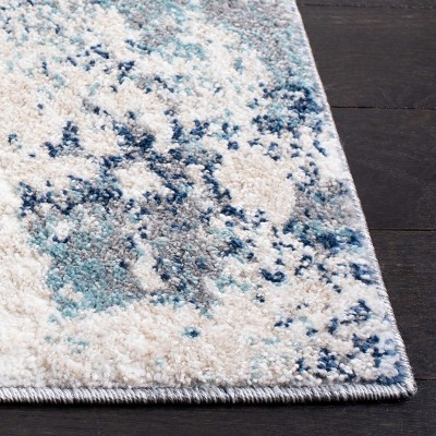 Blue Abstract Stain-Resistant Synthetic Area Rug 24" x 8"
