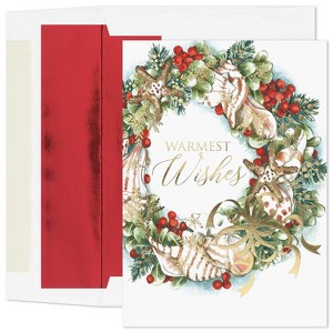 Masterpiece Studios Warmest Wishes Holiday Collection 16 Cards/Foil-Lined Envelopes, Shells & Berries, 5.6" x 7.8" - 1 of 1