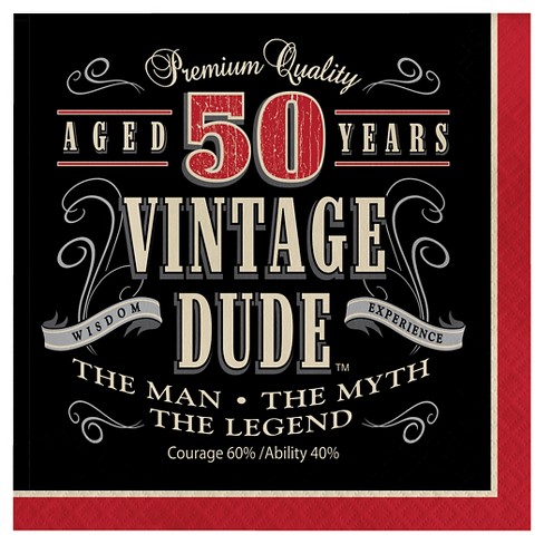 16ct Vintage Dude 50th Birthday Napkins : Target