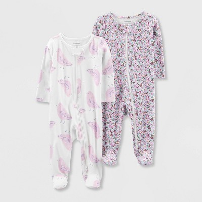 Image of Carter's Just One You® Baby Girls' 2pk Floral Pajamas - Lilac Purple Newborn
